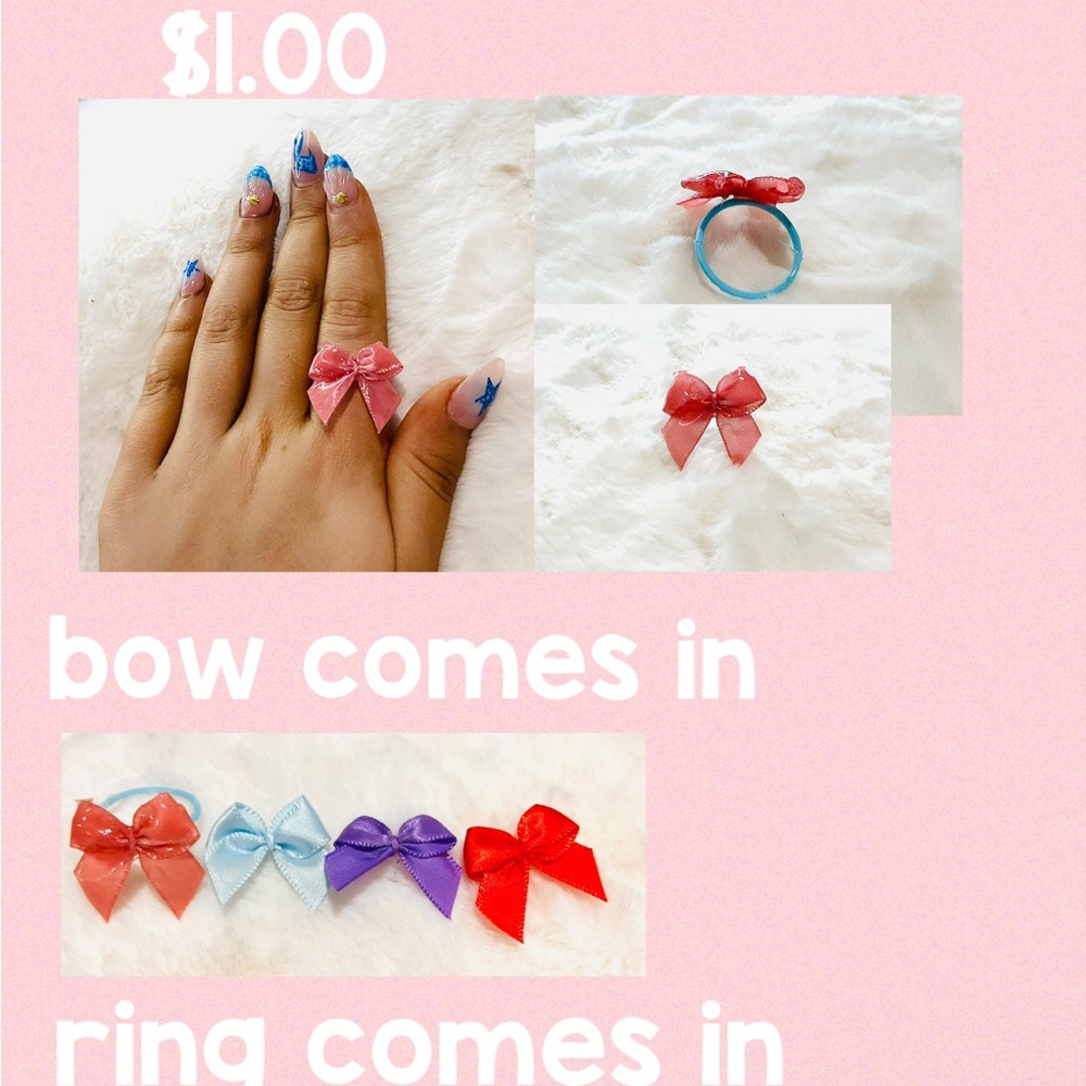 Colorful Bow Rings Set